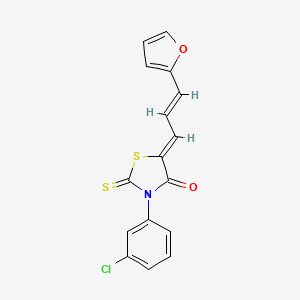 (Z)-3-(3-chlorophenyl)-5-((E)-3-(furan-2-yl)allylidene)-2-thioxothiazolidin-4-one
