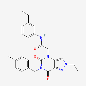 molecular formula C25H27N5O3 B2775699 2-chloro-5-(2-methyl-5,8-dioxo-5,6,7,8-tetrahydro-4H-pyrazolo[1,5-a][1,3]diazepin-3-yl)-N-propylbenzenesulfonamide CAS No. 951593-62-7