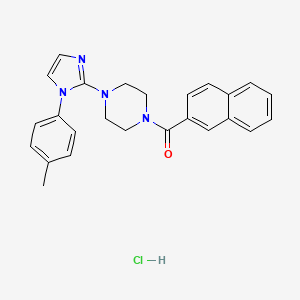 molecular formula C25H25ClN4O B2775700 naphthalen-2-yl(4-(1-(p-tolyl)-1H-imidazol-2-yl)piperazin-1-yl)methanone hydrochloride CAS No. 1189461-58-2