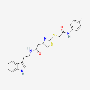 molecular formula C24H24N4O2S2 B2775702 N-(2-(1H-indol-3-yl)ethyl)-2-(2-((2-oxo-2-(p-tolylamino)ethyl)thio)thiazol-4-yl)acetamide CAS No. 941981-20-0