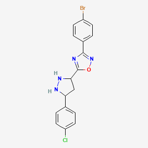 3-(4-Bromophenyl)-5-[5-(4-chlorophenyl)pyrazolidin-3-yl]-1,2,4-oxadiazole