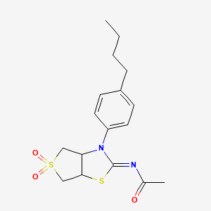 molecular formula C17H22N2O3S2 B2775719 (E)-N-(3-(4-butylphenyl)-5,5-dioxidotetrahydrothieno[3,4-d]thiazol-2(3H)-ylidene)acetamide CAS No. 879938-64-4