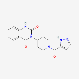 molecular formula C17H17N5O3 B2775741 3-(1-(1H-pyrazole-3-carbonyl)piperidin-4-yl)quinazoline-2,4(1H,3H)-dione CAS No. 2034408-28-9