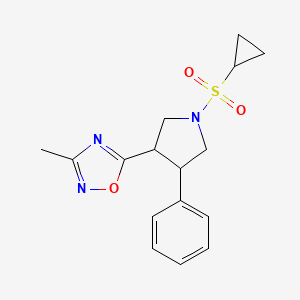 molecular formula C16H19N3O3S B2775745 5-(1-(Cyclopropylsulfonyl)-4-phenylpyrrolidin-3-yl)-3-methyl-1,2,4-oxadiazole CAS No. 1903170-70-6
