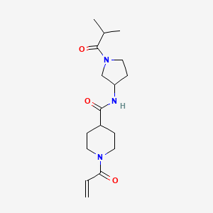 molecular formula C17H27N3O3 B2775764 N-[1-(2-Methylpropanoyl)pyrrolidin-3-yl]-1-prop-2-enoylpiperidine-4-carboxamide CAS No. 2361718-69-4