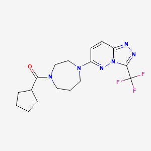 molecular formula C17H21F3N6O B2775776 Cyclopentyl-[4-[3-(trifluoromethyl)-[1,2,4]triazolo[4,3-b]pyridazin-6-yl]-1,4-diazepan-1-yl]methanone CAS No. 2380171-08-2