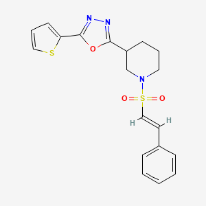 (E)-2-(1-(styrylsulfonyl)piperidin-3-yl)-5-(thiophen-2-yl)-1,3,4-oxadiazole