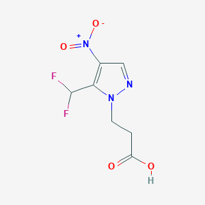 molecular formula C7H7F2N3O4 B2775795 3-[5-(Difluoromethyl)-4-nitropyrazol-1-yl]propanoic acid CAS No. 1946817-24-8