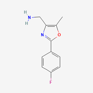 molecular formula C11H11FN2O B2775796 [2-(4-fluoro-phenyl)-5-methyl-oxazol-4-yl]-methylamine, AldrichCPR CAS No. 1048917-47-0