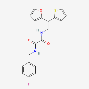 molecular formula C19H17FN2O3S B2775829 N'-[(4-fluorophenyl)methyl]-N-[2-(furan-2-yl)-2-(thiophen-2-yl)ethyl]ethanediamide CAS No. 2097909-34-5