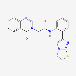 molecular formula C21H17N5O2S B2775831 N-(2-(2,3-dihydroimidazo[2,1-b]thiazol-6-yl)phenyl)-2-(4-oxoquinazolin-3(4H)-yl)acetamide CAS No. 2034557-66-7