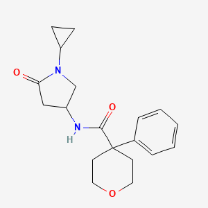 molecular formula C19H24N2O3 B2775844 N-(1-cyclopropyl-5-oxopyrrolidin-3-yl)-4-phenyloxane-4-carboxamide CAS No. 1396716-28-1