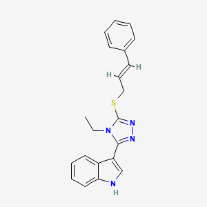 molecular formula C21H20N4S B2775856 (E)-3-(5-(cinnamylthio)-4-ethyl-4H-1,2,4-triazol-3-yl)-1H-indole CAS No. 863002-14-6