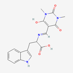 molecular formula C18H18N4O5 B2775861 N-[(1,3-dimethyl-2,4,6-trioxotetrahydropyrimidin-5(2H)-ylidene)methyl]tryptophan CAS No. 360791-47-5