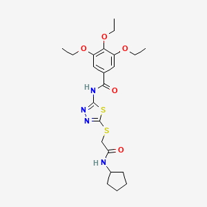 molecular formula C22H30N4O5S2 B2775863 N-(5-((2-(cyclopentylamino)-2-oxoethyl)thio)-1,3,4-thiadiazol-2-yl)-3,4,5-triethoxybenzamide CAS No. 921139-64-2