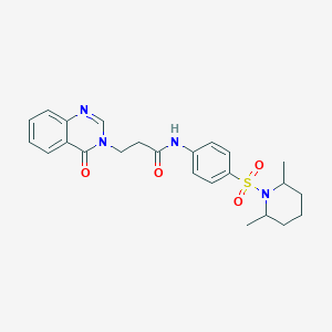 molecular formula C24H28N4O4S B277587 N-{4-[(2,6-dimethyl-1-piperidinyl)sulfonyl]phenyl}-3-(4-oxo-3(4H)-quinazolinyl)propanamide 