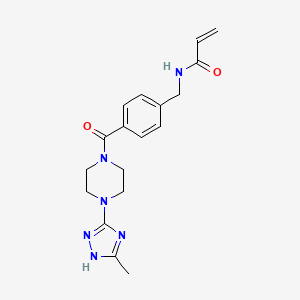 molecular formula C18H22N6O2 B2775871 N-[[4-[4-(5-Methyl-1H-1,2,4-triazol-3-yl)piperazine-1-carbonyl]phenyl]methyl]prop-2-enamide CAS No. 2196261-00-2