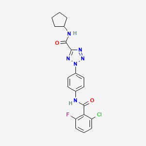 molecular formula C20H18ClFN6O2 B2775872 2-(4-(2-chloro-6-fluorobenzamido)phenyl)-N-cyclopentyl-2H-tetrazole-5-carboxamide CAS No. 1396798-54-1