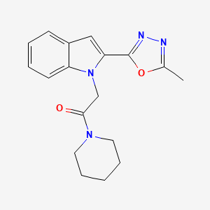 molecular formula C18H20N4O2 B2775891 2-(2-(5-methyl-1,3,4-oxadiazol-2-yl)-1H-indol-1-yl)-1-(piperidin-1-yl)ethanone CAS No. 923146-81-0