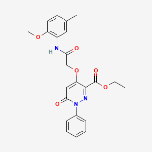 molecular formula C23H23N3O6 B2775896 乙酸乙酯 4-(2-((2-甲氧-5-甲基苯基)氨基)-2-氧代乙氧基)-6-氧代-1-苯基-1,6-二氢吡啶并[3,4-d]嘧啶-3-甲酸酯 CAS No. 899733-24-5