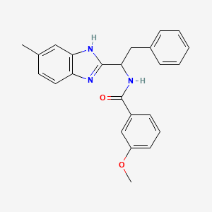 molecular formula C24H23N3O2 B2775898 3-Methoxy-N-(1-(5-methyl-1H-1,3-benzimidazol-2-yl)-2-phenylethyl)benzenecarboxamide CAS No. 338410-56-3