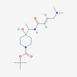molecular formula C18H33N3O4 B2775901 Tert-butyl 4-[1-[[(E)-4-(dimethylamino)but-2-enoyl]amino]ethyl]-4-hydroxypiperidine-1-carboxylate CAS No. 2411322-81-9