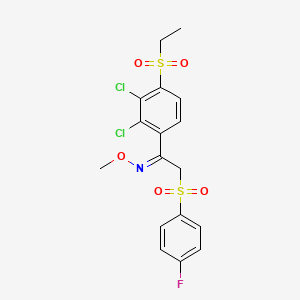 molecular formula C17H16Cl2FNO5S2 B2775914 (E)-{1-[2,3-dichloro-4-(ethanesulfonyl)phenyl]-2-(4-fluorobenzenesulfonyl)ethylidene}(methoxy)amine CAS No. 861208-63-1