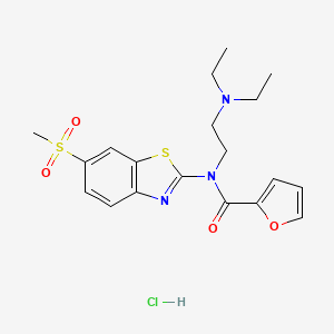 molecular formula C19H24ClN3O4S2 B2775915 N-(2-(diethylamino)ethyl)-N-(6-(methylsulfonyl)benzo[d]thiazol-2-yl)furan-2-carboxamide hydrochloride CAS No. 1217173-55-1