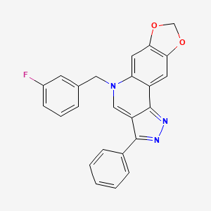 molecular formula C24H16FN3O2 B2775921 5-(3-氟苄基)-3-苯基-5H-[1,3]二氧杂杂环[4,5-g]吡唑杂环[4,3-c]喹啉 CAS No. 866348-41-6