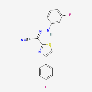 (Z)-N'-(3-fluorophenyl)-4-(4-fluorophenyl)thiazole-2-carbohydrazonoyl cyanide
