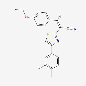 molecular formula C22H20N2OS B2775931 (Z)-2-(4-(3,4-dimethylphenyl)thiazol-2-yl)-3-(4-ethoxyphenyl)acrylonitrile CAS No. 476669-23-5