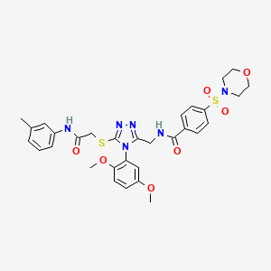 molecular formula C31H34N6O7S2 B2775939 N-((4-(2,5-二甲氧基苯基)-5-((2-氧代-2-(间甲苯氨基)乙基)硫代-4H-1,2,4-三唑-3-基)甲基)-4-(吗啉磺酰基)苯甲酰胺 CAS No. 309968-63-6