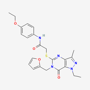 molecular formula C23H25N5O4S B2775942 N-(4-ethoxyphenyl)-2-((1-ethyl-6-(furan-2-ylmethyl)-3-methyl-7-oxo-6,7-dihydro-1H-pyrazolo[4,3-d]pyrimidin-5-yl)thio)acetamide CAS No. 1358234-89-5