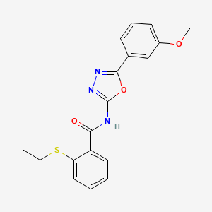 molecular formula C18H17N3O3S B2775953 2-ethylsulfanyl-N-[5-(3-methoxyphenyl)-1,3,4-oxadiazol-2-yl]benzamide CAS No. 886917-20-0