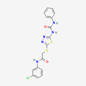 molecular formula C17H14ClN5O2S2 B2775962 N-(3-chlorophenyl)-2-((5-(3-phenylureido)-1,3,4-thiadiazol-2-yl)thio)acetamide CAS No. 898462-77-6