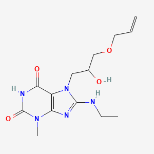 molecular formula C14H21N5O4 B2775971 7-(3-(allyloxy)-2-hydroxypropyl)-8-(ethylamino)-3-methyl-1H-purine-2,6(3H,7H)-dione CAS No. 876893-52-6