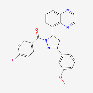 molecular formula C25H19FN4O2 B2775973 (4-fluorophenyl)(3-(3-methoxyphenyl)-5-(quinoxalin-5-yl)-4,5-dihydro-1H-pyrazol-1-yl)methanone CAS No. 1396570-81-2