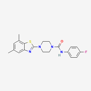 molecular formula C20H21FN4OS B2775977 4-(5,7-二甲基苯并[d]噻唑-2-基)-N-(4-氟苯基)哌嗪-1-甲酰胺 CAS No. 1209566-66-4