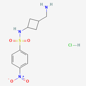 molecular formula C11H16ClN3O4S B2775979 N-[3-(aminomethyl)cyclobutyl]-4-nitrobenzene-1-sulfonamide hydrochloride CAS No. 1798745-89-7