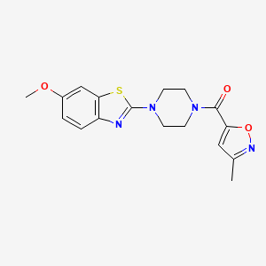 molecular formula C17H18N4O3S B2775984 (4-(6-Methoxybenzo[d]thiazol-2-yl)piperazin-1-yl)(3-methylisoxazol-5-yl)methanone CAS No. 946205-27-2