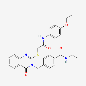 molecular formula C29H30N4O4S B2775987 4-((2-((2-((4-乙氧基苯基)氨基)-2-氧代乙基)硫)-4-氧代喹唑啉-3(4H)-基)甲基)-N-异丙基苯甲酰胺 CAS No. 1115323-83-5