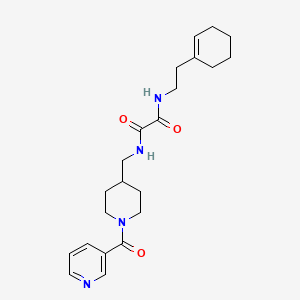 molecular formula C22H30N4O3 B2775996 N1-(2-(环己-1-烯-1-基)乙基)-N2-((1-烟酰基哌啶-4-基)甲基)草酰胺 CAS No. 1396794-21-0