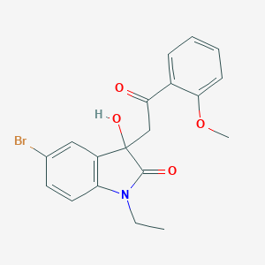 molecular formula C19H18BrNO4 B277600 5-bromo-1-ethyl-3-hydroxy-3-[2-(2-methoxyphenyl)-2-oxoethyl]-1,3-dihydro-2H-indol-2-one 