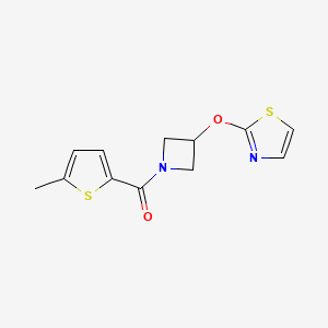 molecular formula C12H12N2O2S2 B2776003 (5-Methylthiophen-2-yl)(3-(thiazol-2-yloxy)azetidin-1-yl)methanone CAS No. 1797875-15-0
