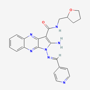molecular formula C22H21N7O2 B2776005 (E)-2-amino-1-((pyridin-4-ylmethylene)amino)-N-((tetrahydrofuran-2-yl)methyl)-1H-pyrrolo[2,3-b]quinoxaline-3-carboxamide CAS No. 836639-37-3