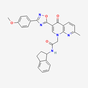 molecular formula C29H25N5O4 B2776008 N-(2,3-dihydro-1H-inden-1-yl)-2-{3-[3-(4-methoxyphenyl)-1,2,4-oxadiazol-5-yl]-7-methyl-4-oxo-1,4-dihydro-1,8-naphthyridin-1-yl}acetamide CAS No. 1032001-99-2