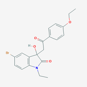molecular formula C20H20BrNO4 B277601 5-bromo-3-[2-(4-ethoxyphenyl)-2-oxoethyl]-1-ethyl-3-hydroxy-1,3-dihydro-2H-indol-2-one 