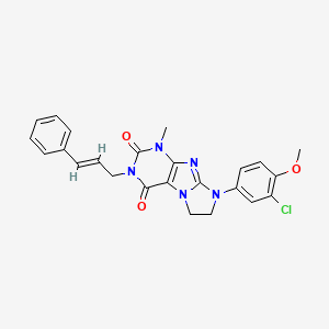 molecular formula C24H22ClN5O3 B2776012 8-(3-chloro-4-methoxyphenyl)-3-cinnamyl-1-methyl-7,8-dihydro-1H-imidazo[2,1-f]purine-2,4(3H,6H)-dione CAS No. 941032-30-0