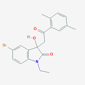 molecular formula C20H20BrNO3 B277602 5-bromo-3-[2-(2,5-dimethylphenyl)-2-oxoethyl]-1-ethyl-3-hydroxy-1,3-dihydro-2H-indol-2-one 