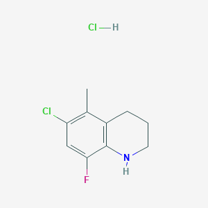molecular formula C10H12Cl2FN B2776022 6-Chloro-8-fluoro-5-methyl-1,2,3,4-tetrahydroquinoline;hydrochloride CAS No. 2470439-30-4